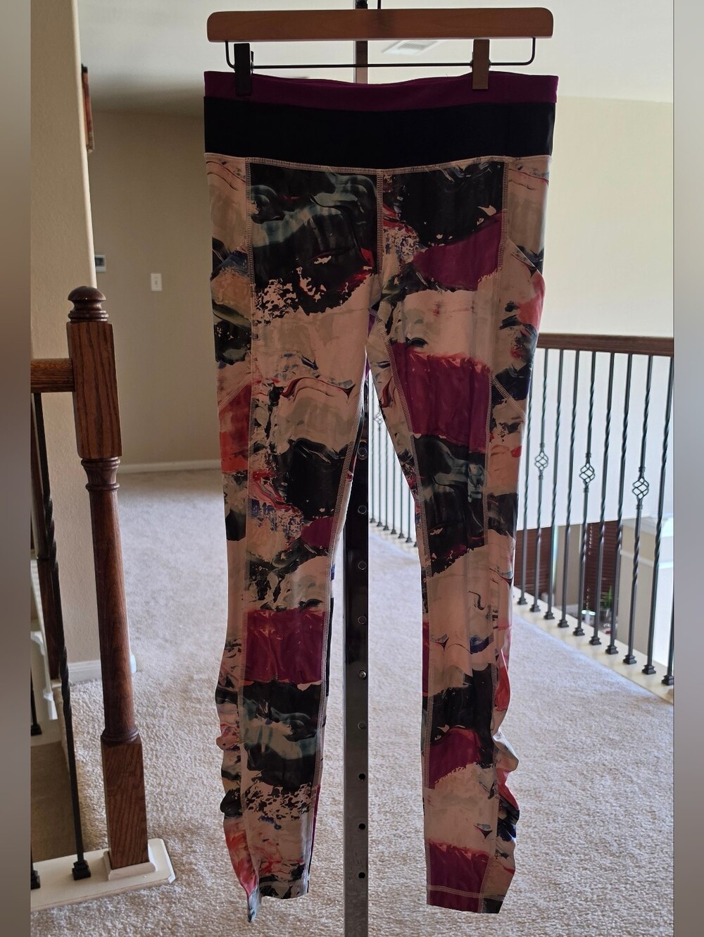 lululemon athletica Pink and Black Multi-Color Print Leggings